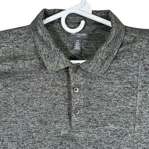 Van Heusen Flex Mens Gray Marl Long Sleeve Polo Shirt Large L Business Casual